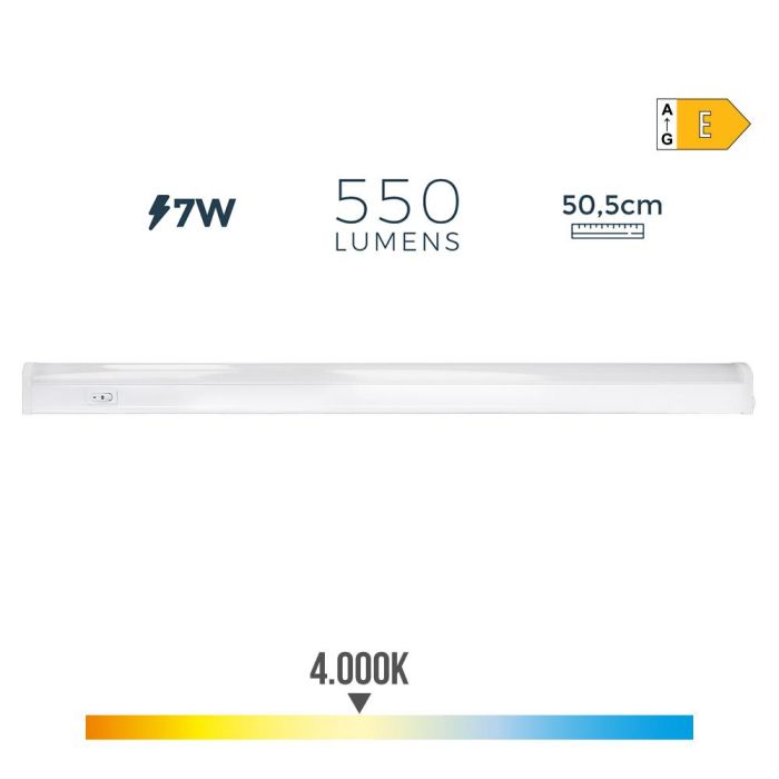 Regleta electronica led 7w 600lm 4000k luz dia 50,5x2,5x3,6cm edm