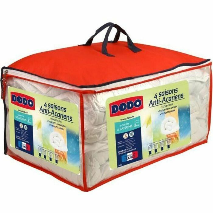 DODO Edredón Anti-ácaros 4 Estaciones - Regulable con 2 Partes (Ligera y Templada) - Relleno Fibra Hueca Siliconada 220x240 cm Blanco 500g/m² DODO Edredón Anti-ácaros 4 Estaciones - Regulable con 2 Partes (Ligera y Templada) - Relleno Fibra Hueca Siliconada 220x240 cm Blanco 500g/m²