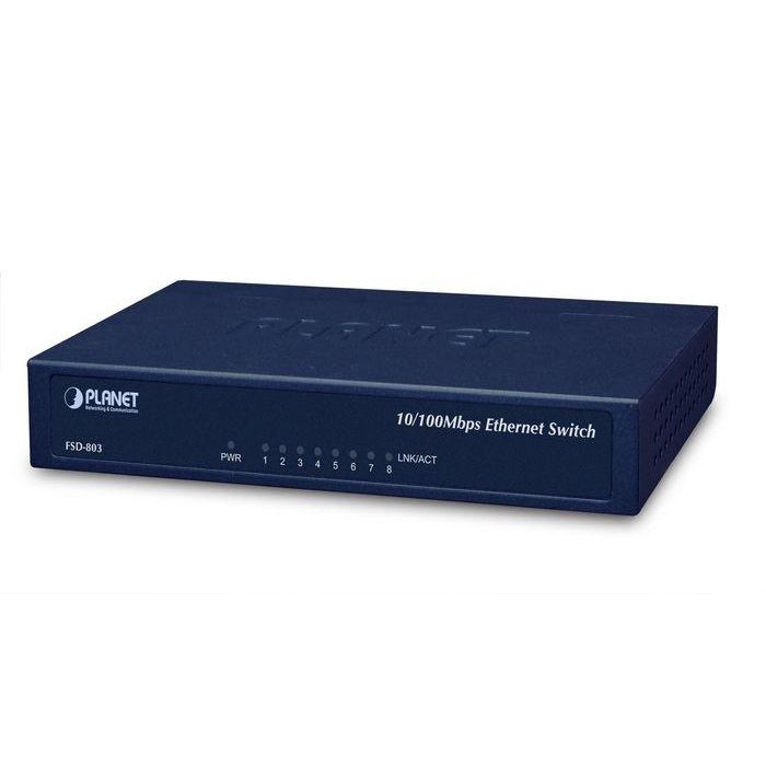 Planet FSD-803 Switch Fast Ethernet 8 puertos 10/100Mbps para red SOHO de alto rendimiento y bajo consumo