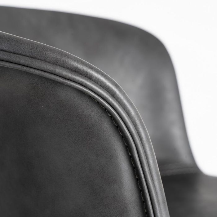 Taburete Negro Metal / Simil Piel 44,50 X 48,50 X 93,50 cm