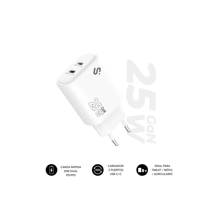 Subblim Cargador Gan 25W Charger Usb C+C 0 Subblim Cargador Gan 25W Charger Usb C+C 0
