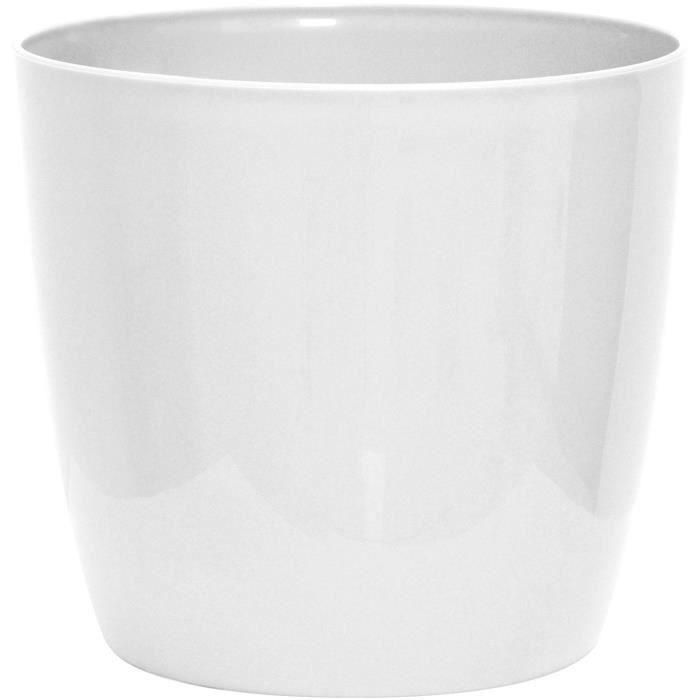 Maceta brillante - GARDEN ID - Blanco Brillante con ruedas - 30 x 27 cm - Aspecto cerámico - Impermeable - Fácil de mover Maceta brillante - GARDEN ID - Blanco Brillante con ruedas - 30 x 27 cm - Aspecto cerámico - Impermeable - Fácil de mover