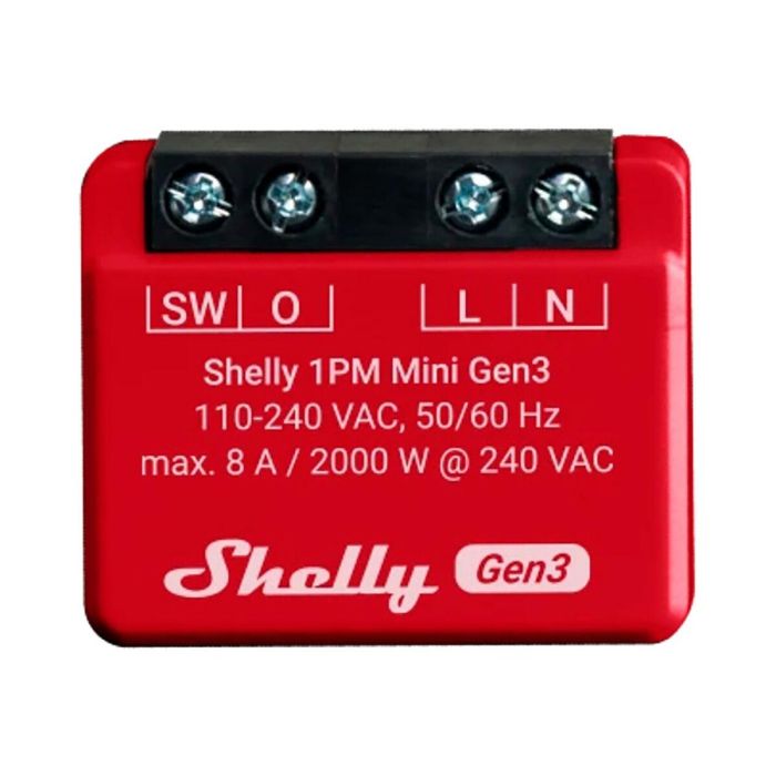 Shelly Relais 1PM Mini Gen. 3 WLAN BT Messfunktion max 8A 1 Kanal Unterputz 5