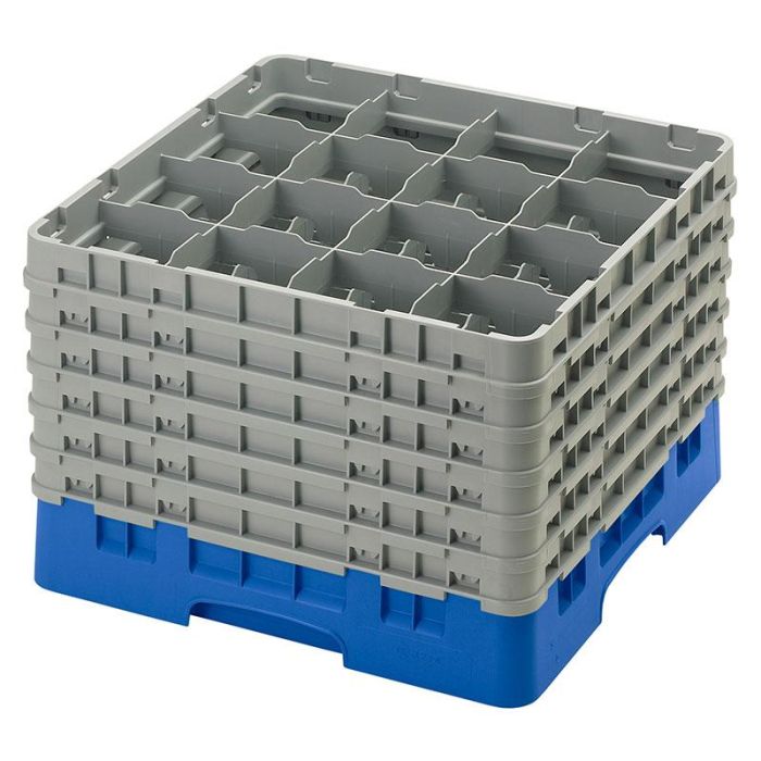 CAMBRO - 16S1214-168 - Cesta de lavado 16 comp. 6 alturas - 10,9 cm Ø máx. - alt. máx. 32,3 cm - 50 x 50 x 34,9 cm - Azul