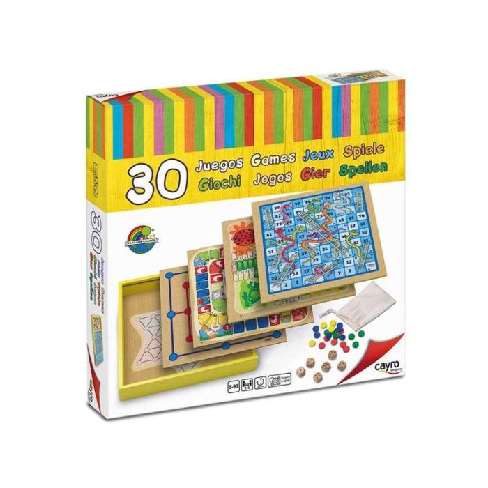 Juegos clásicos de madera variados 30 juegos. 2-4 jugadores 31x31x5,5 cm Juegos clásicos de madera variados 30 juegos. 2-4 jugadores 31x31x5,5 cm