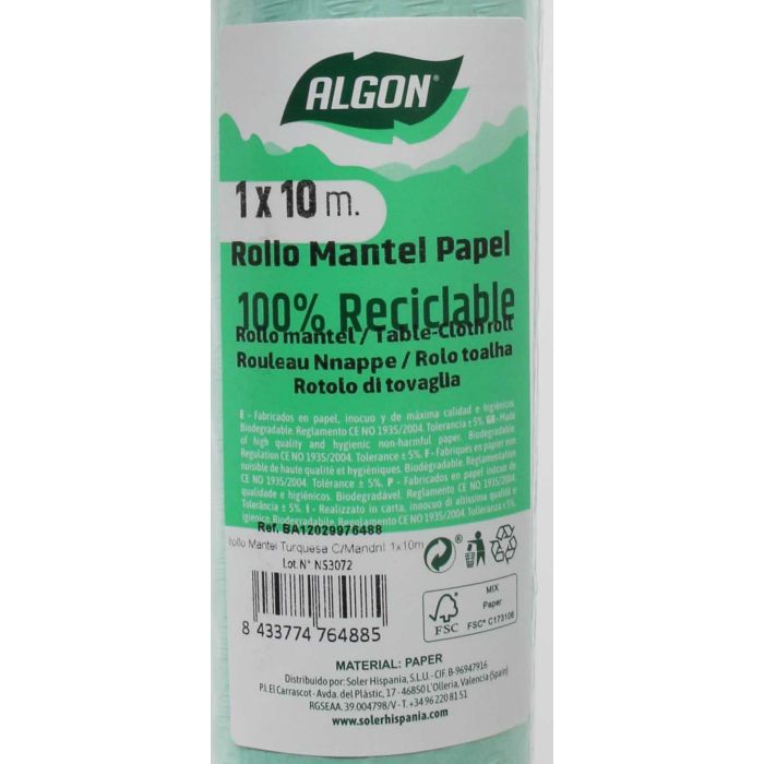 Algon Rollo Mantel Turquesa 1 x 10 m (12 Unidades)