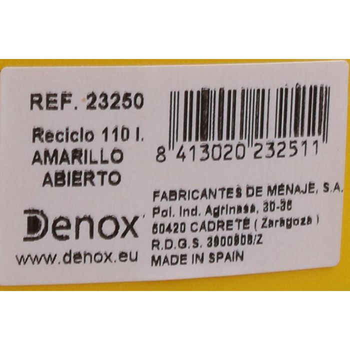 Denox Cubo Basura Reciclaje 110L Abierto Amarillo 41 x 58 x 89 cm (2 Unidades) 1