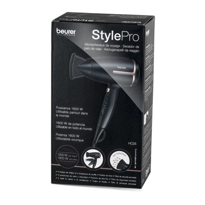 Beurer HC-25 Secador de Viaje 1.600 W con Función Iónica Plegable para Pelo Sedoso 1
