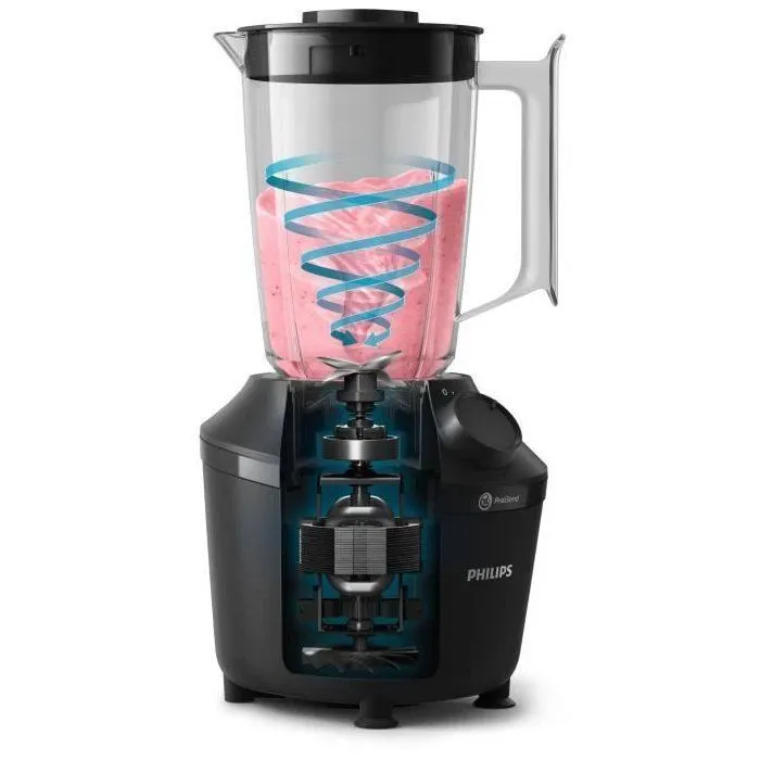 Philips Licuadora HR2041/41 - 450W - Negra - Vaso Plástico 1.9L - ProBlend 4 3
