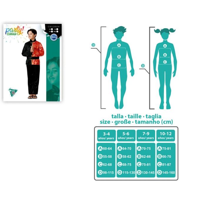 Disfraz Chino Negro Oriental Niño 5-6 Años Tematica Asiaticos Hombre Disfraz Polyester