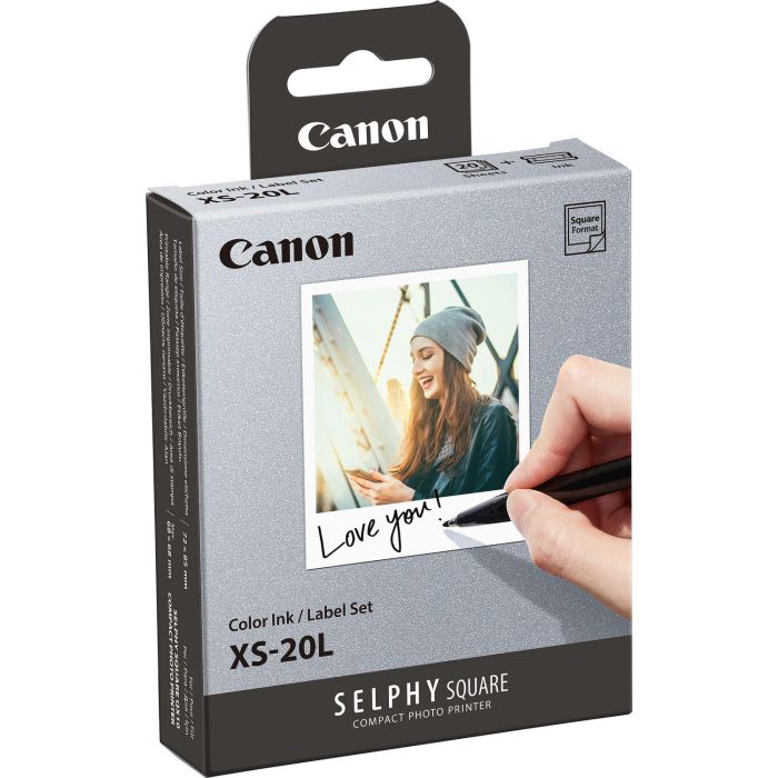 Canon XS-20L Conjunto Papel y Tinta Adhesivo Fotográfico Cuadrado 72x85mm Resistente al Agua 20 Hojas para SELPHY SQUARE QX10 1 Canon XS-20L Conjunto Papel y Tinta Adhesivo Fotográfico Cuadrado 72x85mm Resistente al Agua 20 Hojas para SELPHY SQUARE QX10 1