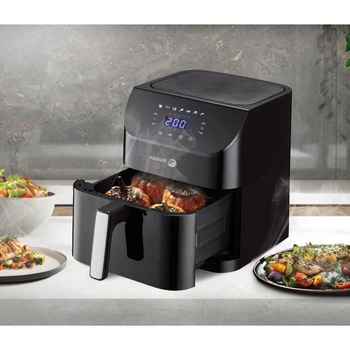 Freidora sin aceite - FAGOR - Airfryer XL - 8L - 1800 W - Pantalla táctil - 7 preprogramaciones de cocción - Temporizador - Negra 3 Freidora sin aceite - FAGOR - Airfryer XL - 8L - 1800 W - Pantalla táctil - 7 preprogramaciones de cocción - Temporizador - Negra 3