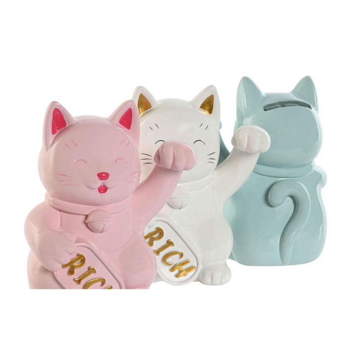 Hucha Home ESPRIT Resina Gato 12 x 9,5 x 16 cm (3 Unidades) 2