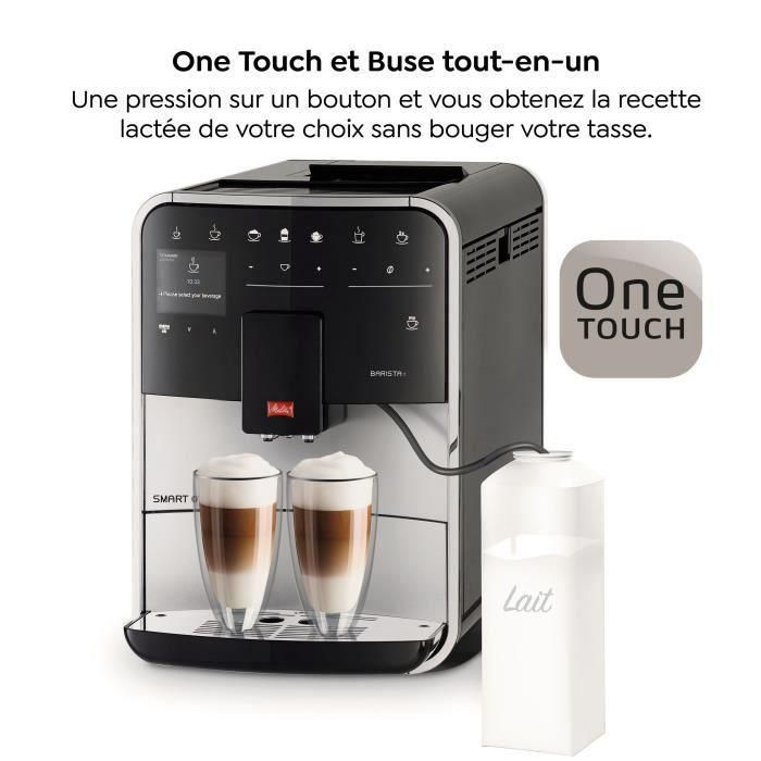 Melitta F831-101 Cafetera Súper Automática Barista T Smart 5 Intensidades de Café, Limpieza y Descalcificación Auto, 1.8L, sin Leche, Plateada 1