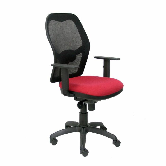 PIQUERAS Y CRESPO Silla Jorquera malla negra asiento bali granate PIQUERAS Y CRESPO Silla Jorquera malla negra asiento bali granate