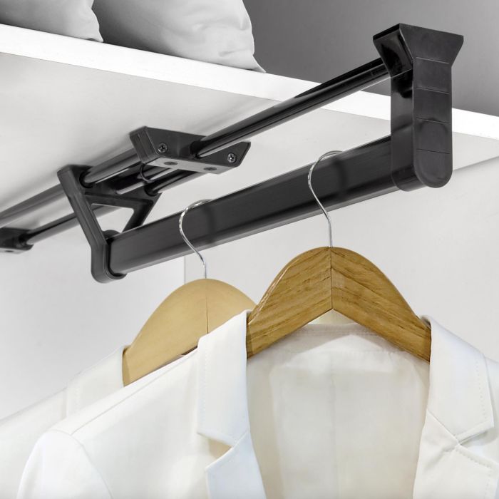Emuca Colgador extraíble para armario, Aluminio, Pintado negro 1