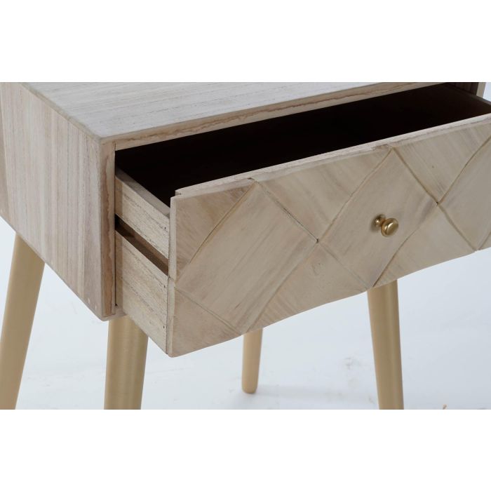 DKD Home Decor Mesita Auxiliar Rombo Moderno Pino y Metal Marron Claro Dorado 45 x 34 x 67 cm 2