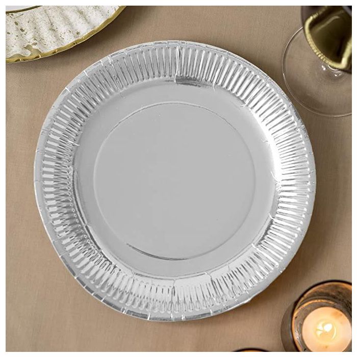 Set de 10 platos de cartón plata Algon 23 cm (18 Cajas) 2 Set de 10 platos de cartón plata Algon 23 cm (18 Cajas) 2