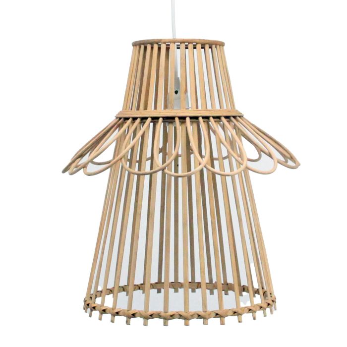 DKD Home Decor Lámpara Colgante de Techo Urban de Ratán Marrón, 40x46x40 cm. Conexión E27, 50W, 1 Bombilla