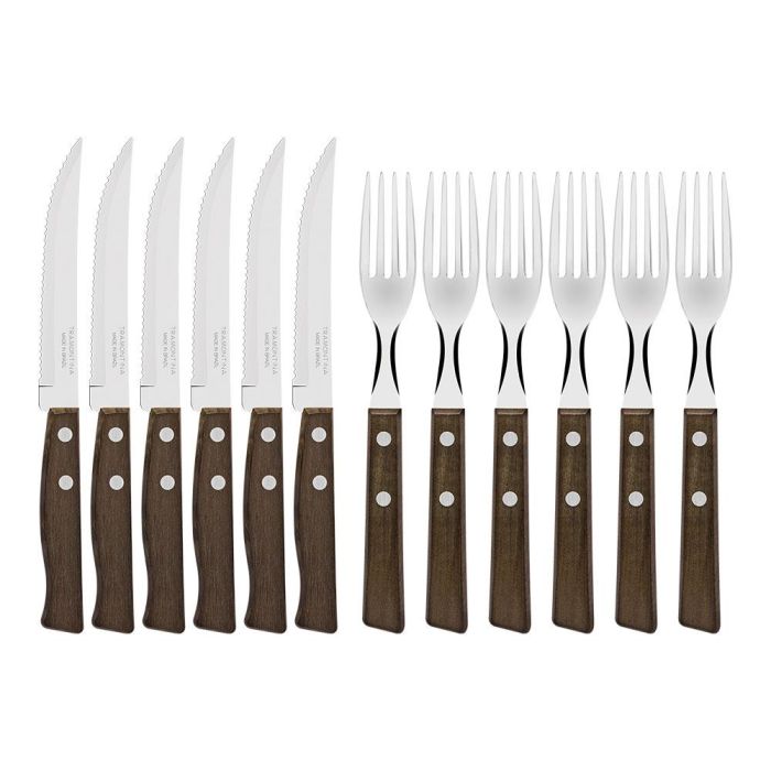 Tramontina Juego para asado 12 piezas, cuchillos y tenedores de acero inoxidable con mangos de madera 0 Tramontina Juego para asado 12 piezas, cuchillos y tenedores de acero inoxidable con mangos de madera 0