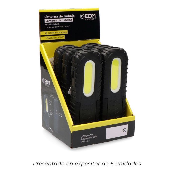 Linterna de trabajo led recargable con usb. con gancho + iman + soporte. cob 5w 300 lm / 3w 90 lm 4