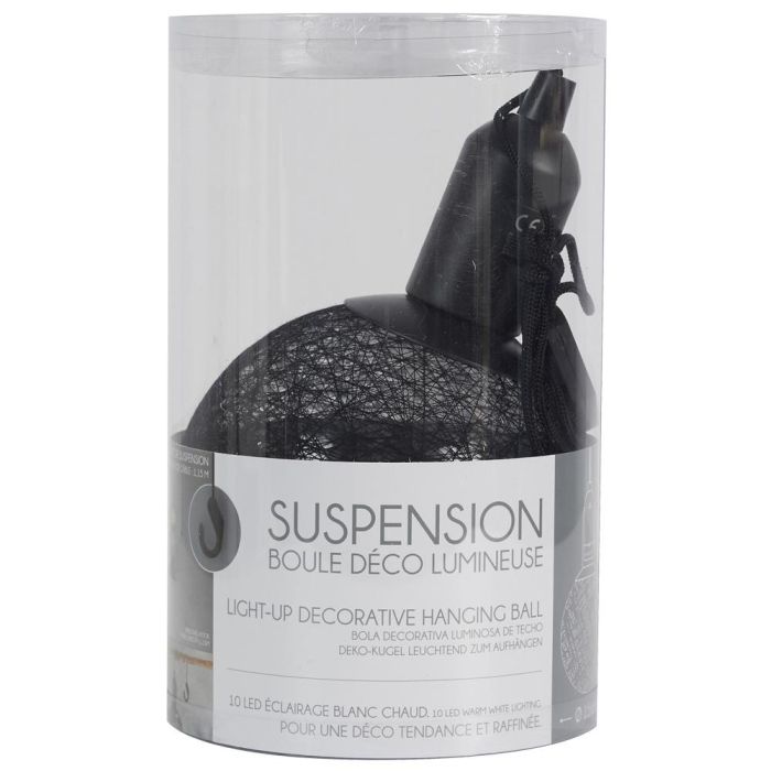 Home Deco Factory Bola Led Colgar Negro Diámetro 15 cm con Cable 1,15 m 1
