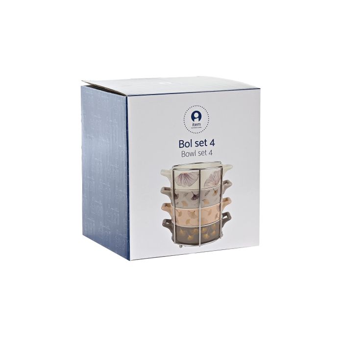 DKD Home Decor Bol Moderno Gris Rosa 12.5 x 4.3 x 16.8 cm Set de 4 5