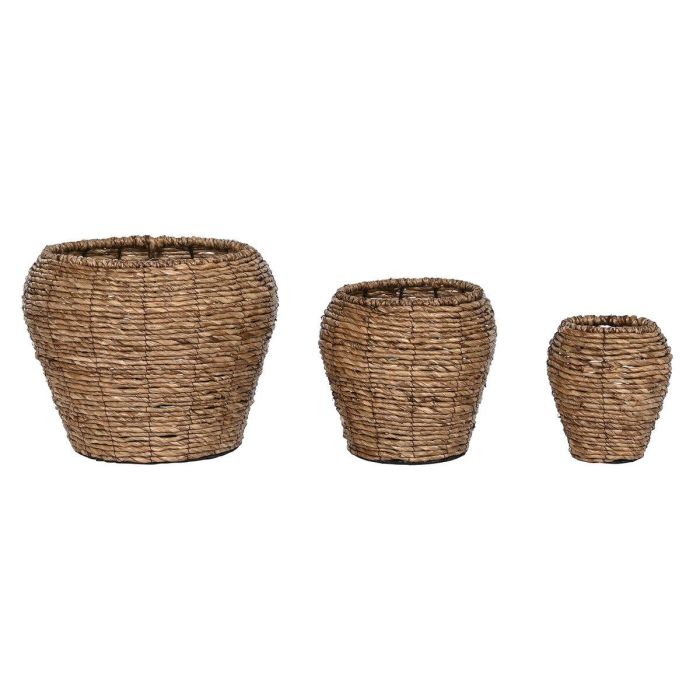 Set de Maceteros Home ESPRIT Marrón Metal Fibra 41 x 41 x 32 cm Set de Maceteros Home ESPRIT Marrón Metal Fibra 41 x 41 x 32 cm