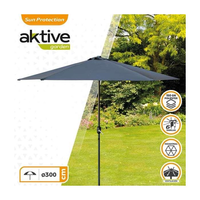 Color Baby Parasol Terraza 300 cm con Chimenea Mástil Aluminio 3,8 cm Antracita 3