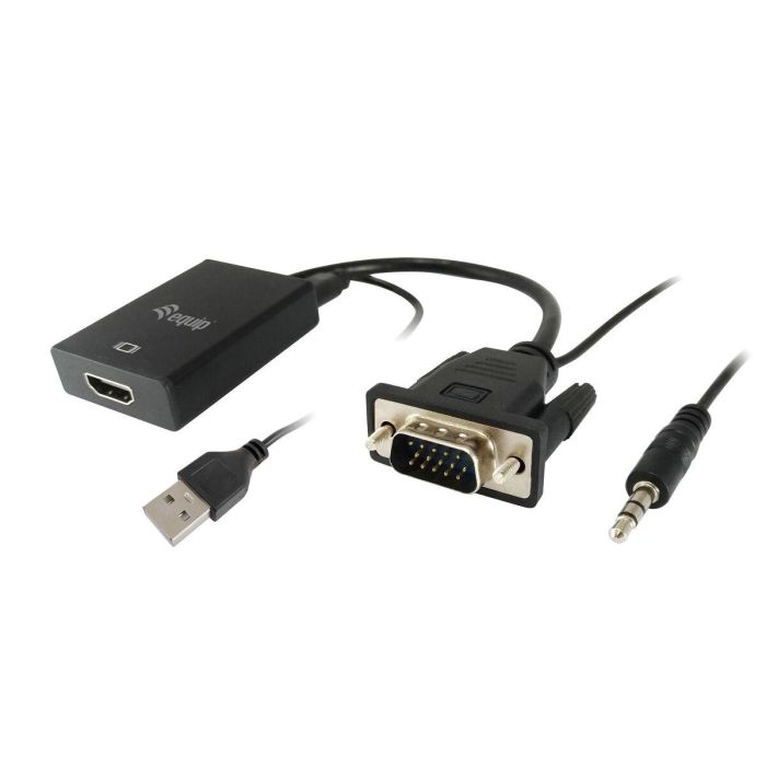 EQUIP ADAPTADOR VGA MACHO A HDMI HEMBRA CON AUDIO JACK 3.5" 2 EQUIP ADAPTADOR VGA MACHO A HDMI HEMBRA CON AUDIO JACK 3.5" 2