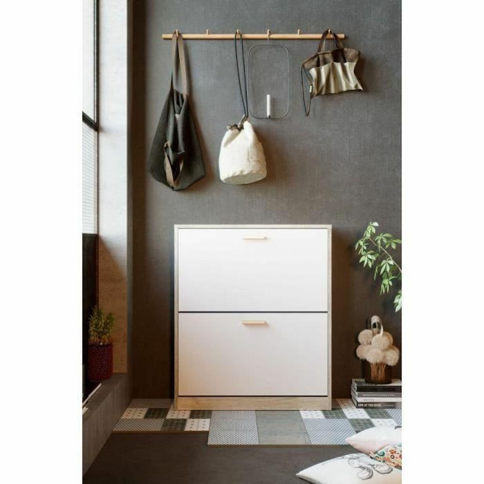 Mueble Zapatos 2 Puertas Roble-Blanco 5