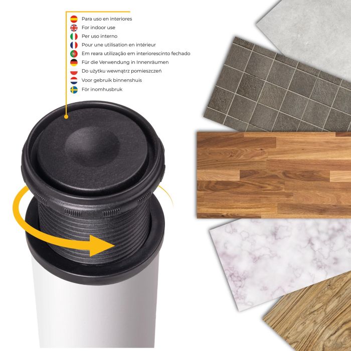 Emuca Lote de 4 patas para mesa, diámetro 60mm, H 830mm, Acero, Pintado blanco 7