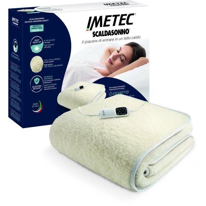Cubrecolchón calefactor - Imetec - 1 plaza 100% lana y merino, 150 x 80 cm - Calentamiento rápido - 6 temperaturas - Temperatura constante 5 Cubrecolchón calefactor - Imetec - 1 plaza 100% lana y merino, 150 x 80 cm - Calentamiento rápido - 6 temperaturas - Temperatura constante 5