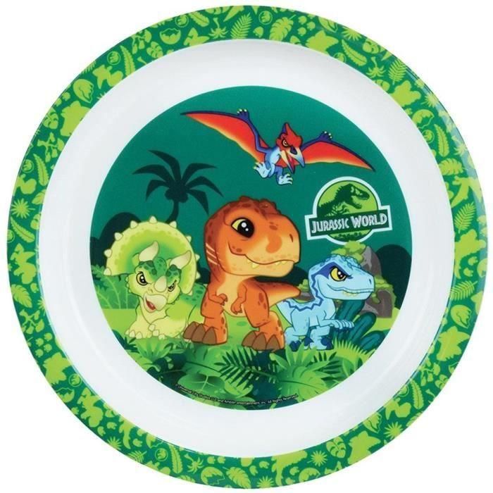 Juego de Vajilla Infantil Jurassic - FUN HOUSE - 006322 - Vaso, Plato Hondo, Plato Llano, Cubiertos, Botella y Caja para Merienda 2