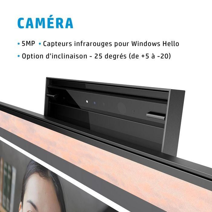 HP Monitor de Conferencias 23.8" Full HD 1920x1080 IPS con Webcam Pop-Up 5MP, Altavoces y Micrófono Integrados 10