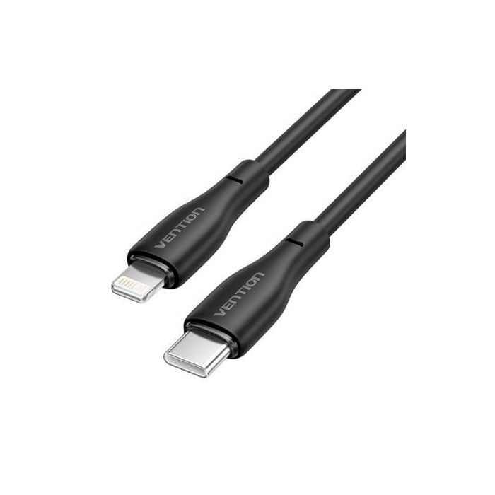 Cable USB Tipo-C Lightning Vention H28BF/ USB Tipo-C Macho - Lightning Macho/ 27W/ 480Mbps/ 1m/ Negro