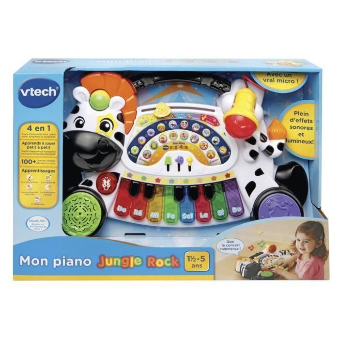 Vtech Baby Piano Musical Cebra Jungle Rock con Micrófono Real, Teclas Luminosas y Aprendizaje Musical +18 Meses 4 Vtech Baby Piano Musical Cebra Jungle Rock con Micrófono Real, Teclas Luminosas y Aprendizaje Musical +18 Meses 4