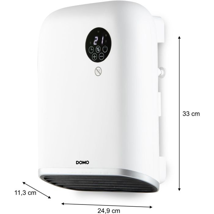 Calefactor de baño - 2000 W - Domo - DO7357F - Wifi + mando a distancia - Función Eco - Pantalla LED - Montaje en pared/de pie - Blanco 2