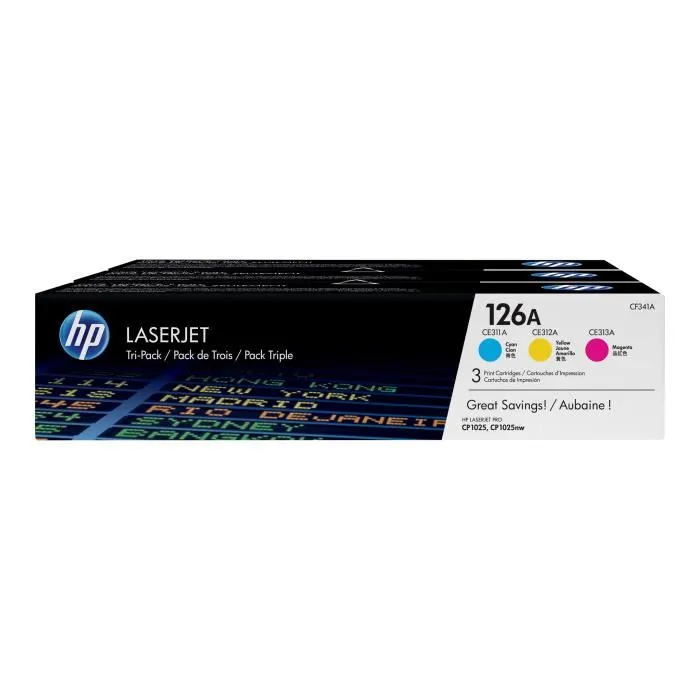 HP Toner Laser Tricolor nº126A 1.200 PaGINAS PACK 3 (CE311/12/13) 0 HP Toner Laser Tricolor nº126A 1.200 PaGINAS PACK 3 (CE311/12/13) 0