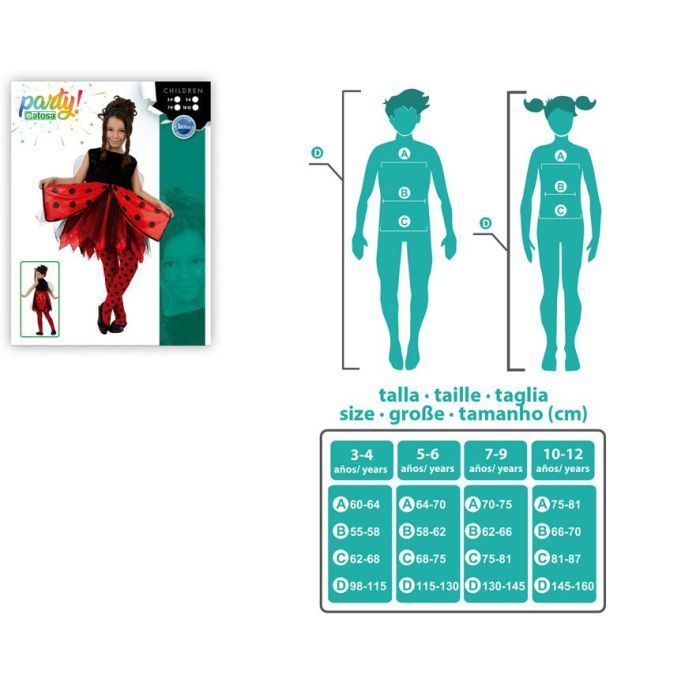 Disfraz Mariquita Niña Infantil Rojo Negro 3-4 Años Original 1