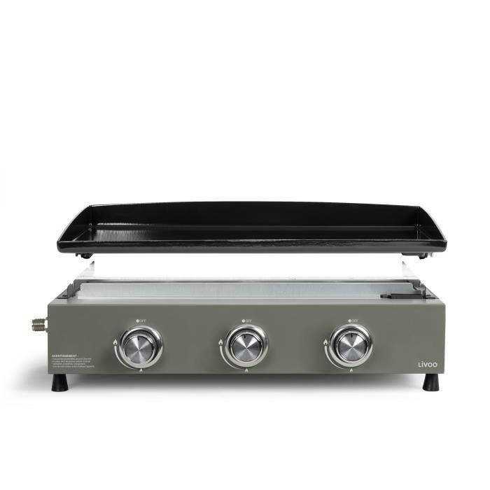 Livoo DOC324 Plancha de gas de 3 quemadores con acabado en Verde y Negro 1