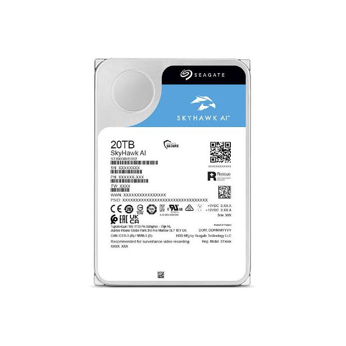 Seagate SkyHawk AI 20TB 3.5" HDD interno - 7200 RPM, SATA 6Gb/s, 512MB caché, CMR, Helium, optimizado para Vigilancia y Video 1