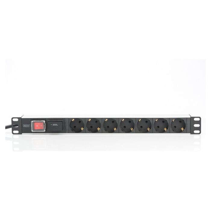 DIGITUS Regleta de Enchufes 7 Tomas Aluminio 2m Protección Sobretension