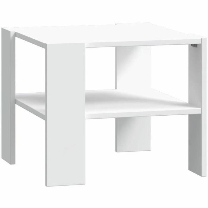 Mesa de centro PILVI 2 bandejas - Estilo contemporáneo - Partículas de melamina - Decoración blanca - L 55 x P 55 x H 45 cm 3