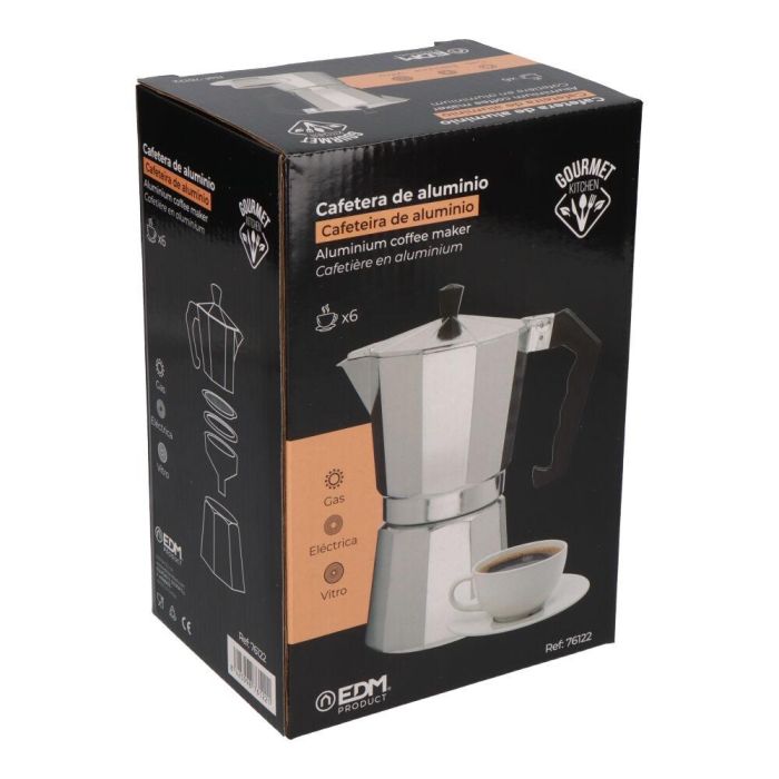 Gourmet Kitchen Cafetera de aluminio 6 tazas para gas, vitrocerámica y placa eléctrica 2 Gourmet Kitchen Cafetera de aluminio 6 tazas para gas, vitrocerámica y placa eléctrica 2
