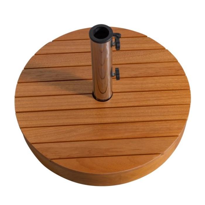 DKD Home Decor Base para Parasol de Terraza y Jardín, de Eucalipto y Cemento, Color Marrón, 50 x 38 x 50 cm (Ajustable para parasoles de 38/48 cm)