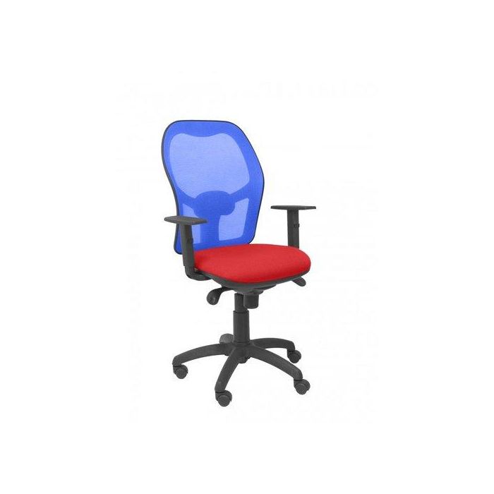 Silla Piqueras Y Crespo Jorquera Brazos Regulables Mecanismo Sincro Con Regulador De Tension Respaldo De Malla Azul Y Asiento Tapizado Bali Rojo