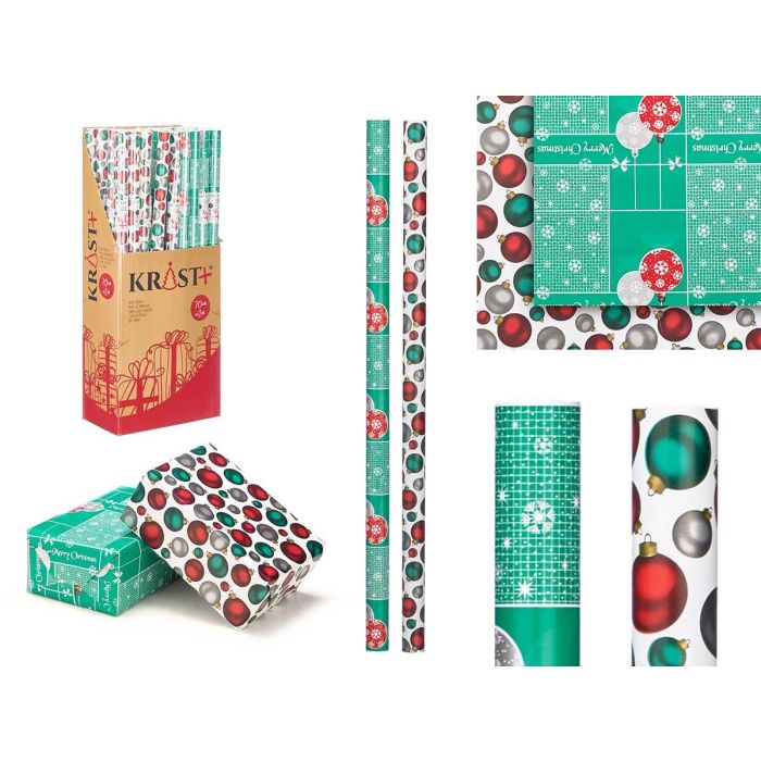 Rollo Papel Regalo 70X200 Bolas Navidad Krist+ (50 Unidades) Rollo Papel Regalo 70X200 Bolas Navidad Krist+ (50 Unidades)