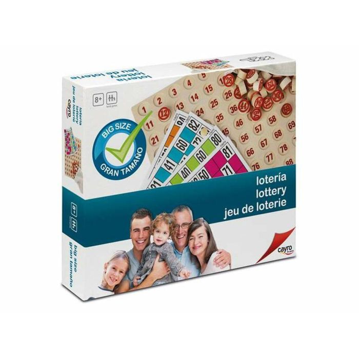 Cayro Lotería XXL de Madera para +8 años, 2 jugadores | Juego de Mesa en Español, Inglés, Francés, Italiano, Portugués, Alemán