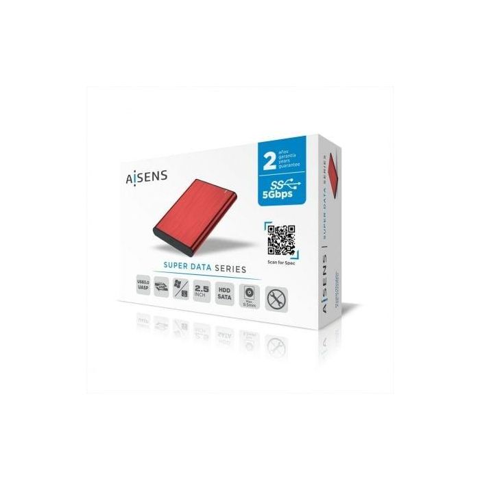 Aisens CAJA EXTERNA 2,5" ASE-2525B 9.5MM SATA A USB 3.0/USB3.1 GEN1, ROJO 4